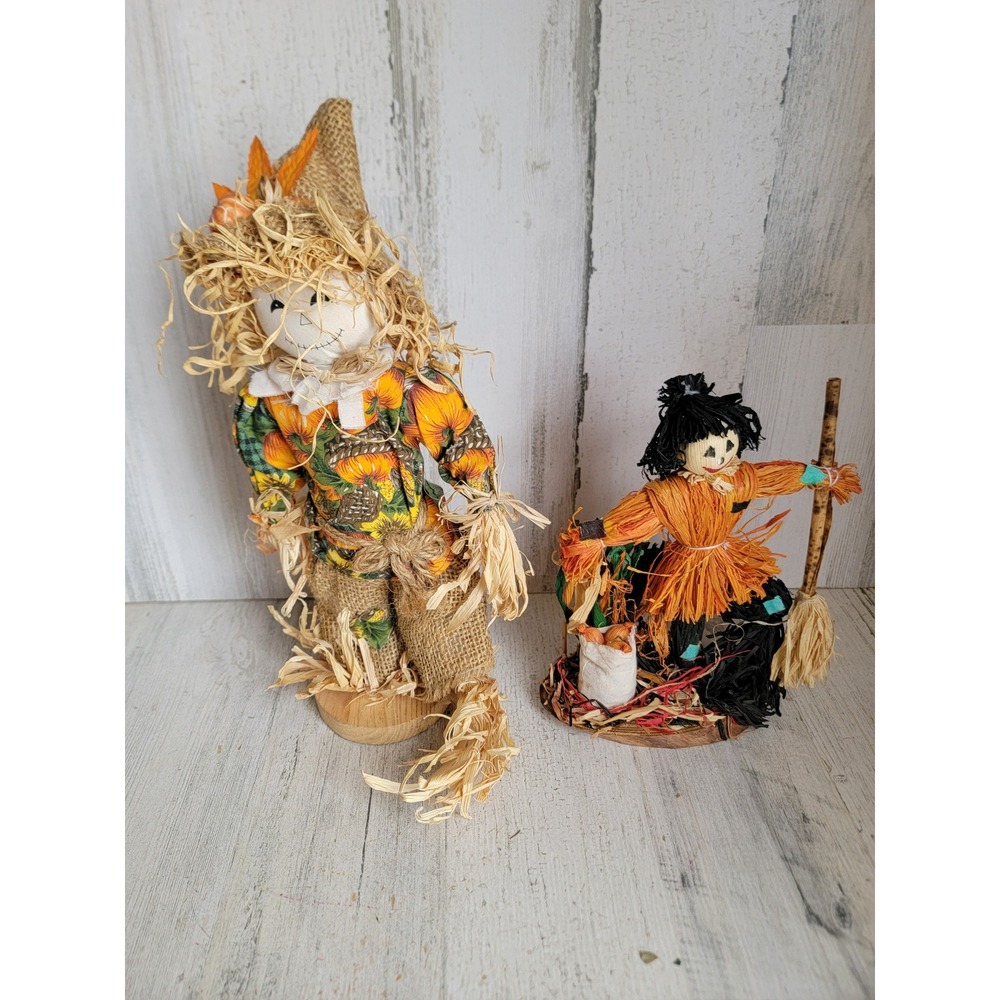 Halloween mini hay scarecrow farm vintage home decor figure set